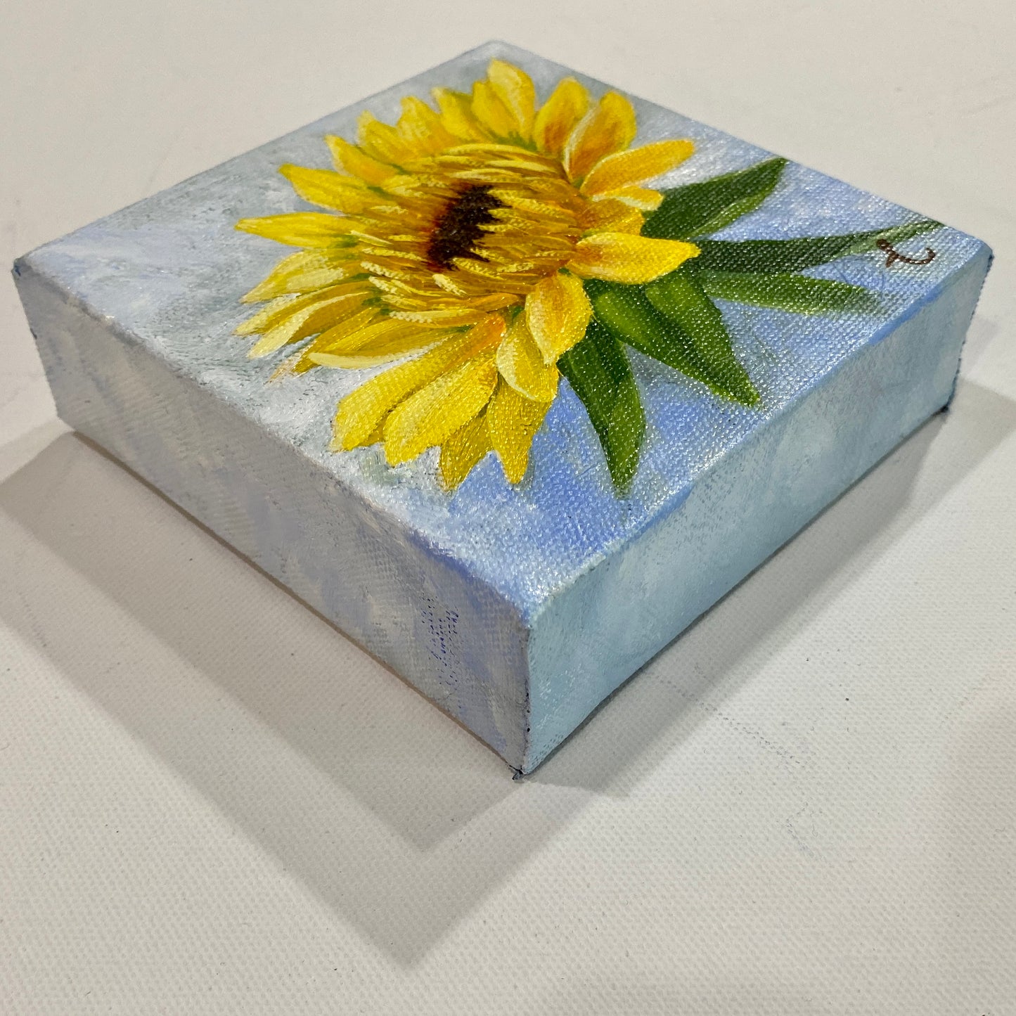 Mini Painting Sunflower on Light Blue