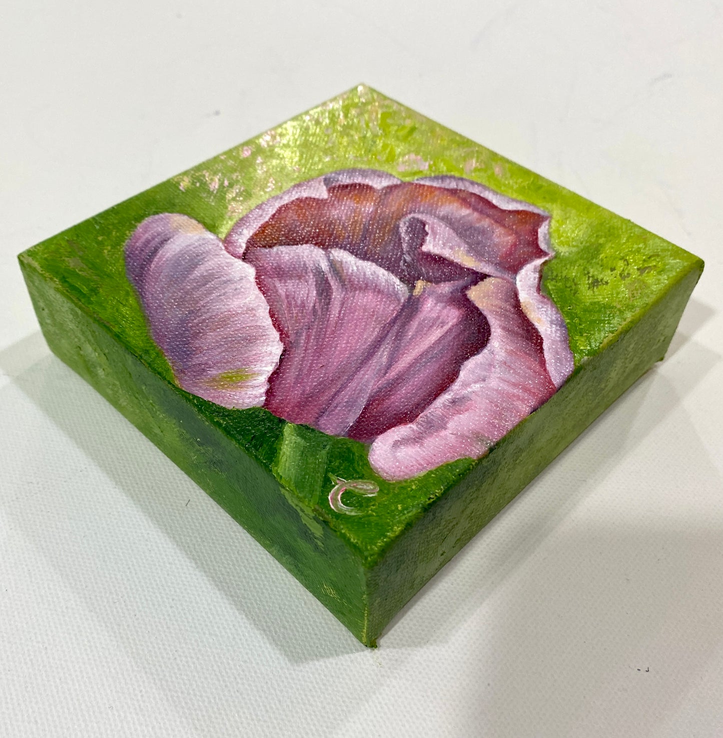 Mini Pink Tulip Original Oil Painting