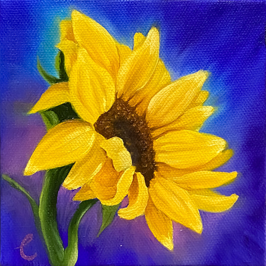 Mini Sunflower Original Oil Painting
