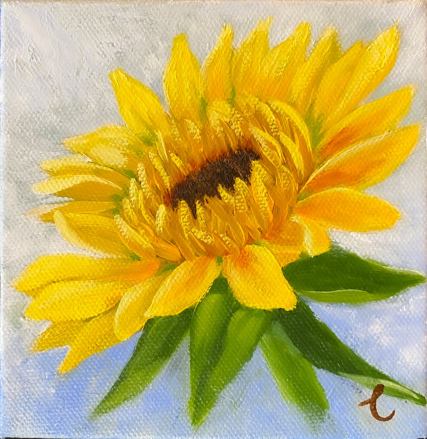 Mini Painting Sunflower on Light Blue